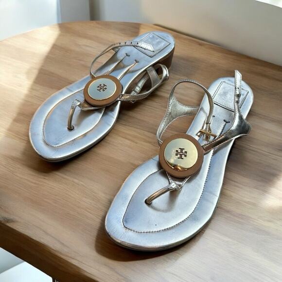 Tory Burch Shoes - Tory Burch Gold Women's Heel Sandals size 8.5 Women’s